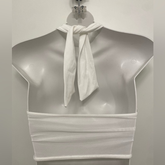NWOT White Sheer Mesh Cutout Tied Backless Top - Picture 5 of 5